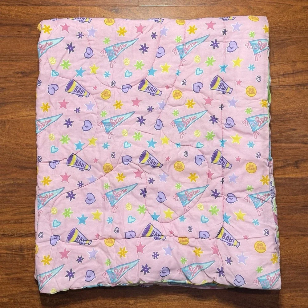 Vintage Barbie Cheerleader Double Sided Size Full Bedding Set Made in USA
